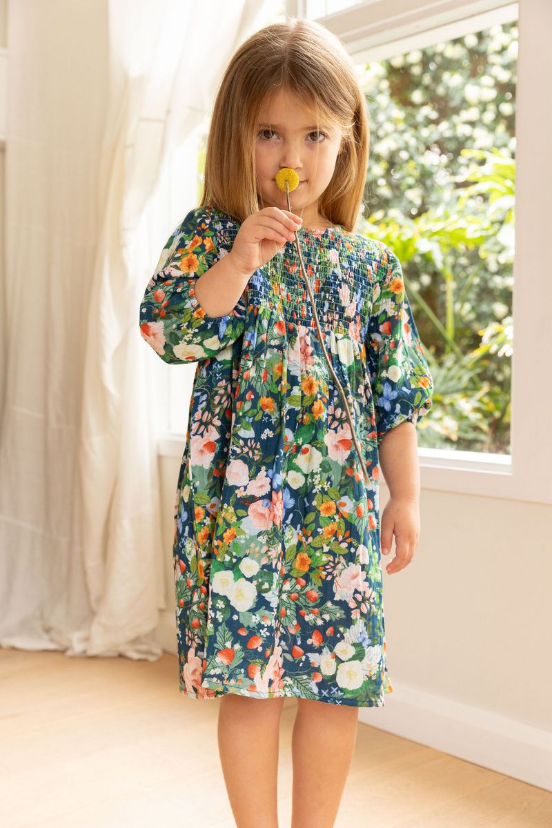 Lilly smock dress - strawberry navy