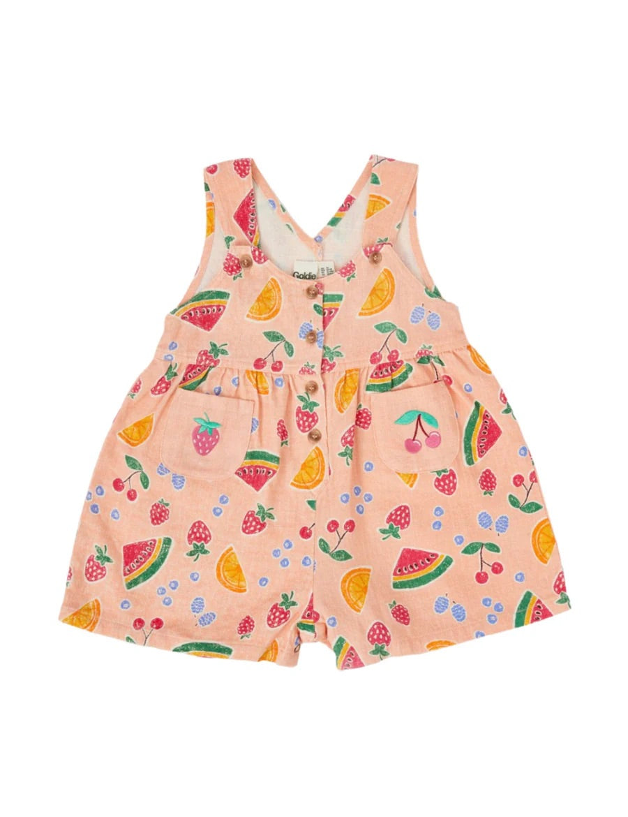 sara Linen/ cotton Shortalls fruit salad