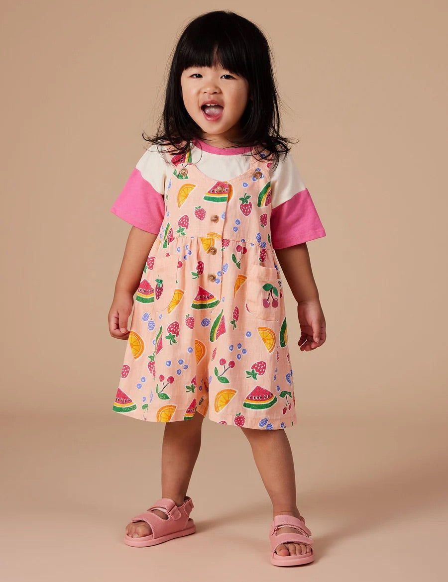 sara Linen/ cotton Shortalls fruit salad