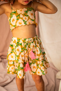 Anna skirt - soirée bouquet honey mustard