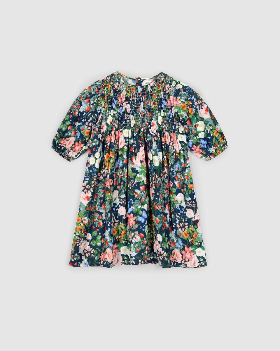 Lilly smock dress - strawberry navy