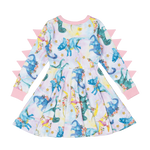 Load image into Gallery viewer, Dinosaur Parade long sleeve waisted dress
