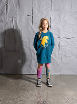 Load image into Gallery viewer, Biking Unicorn Furry Dress | Teal
