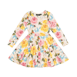 Load image into Gallery viewer, PRETTY PEONIES LS WAISTED DRESS
